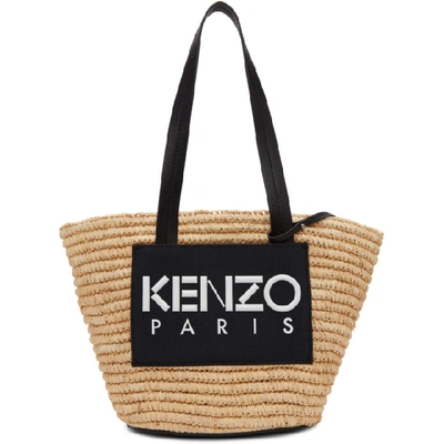Shop Kenzo Beige & Black Summer Basket Tote