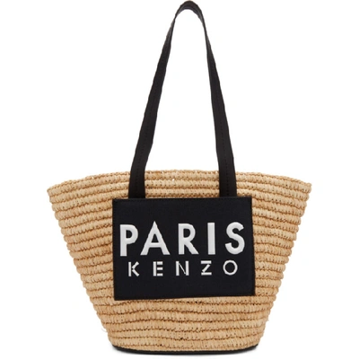 Shop Kenzo Beige & Black Summer Basket Tote