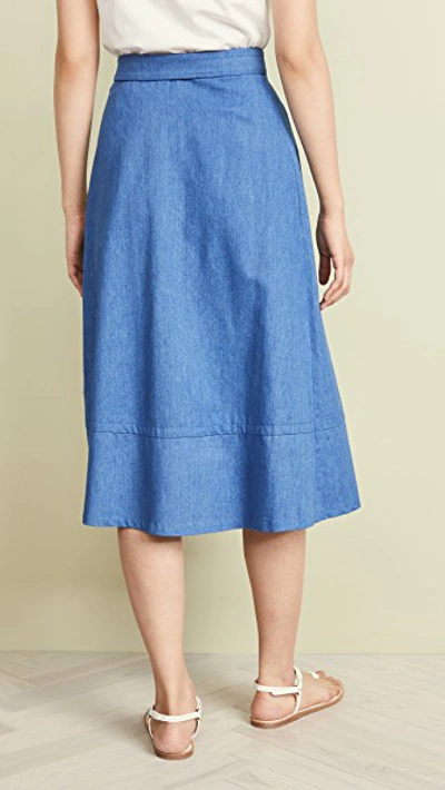 Shop Apc Margaux Skirt In Indigo Delave