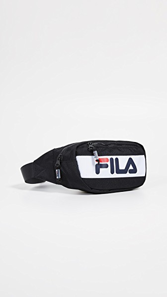black and white fila fanny pack