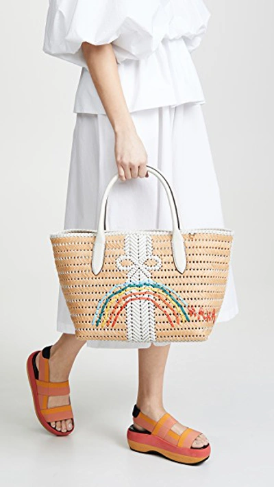 Shop Anya Hindmarch Neeson Basket Tote In Natural/chalk