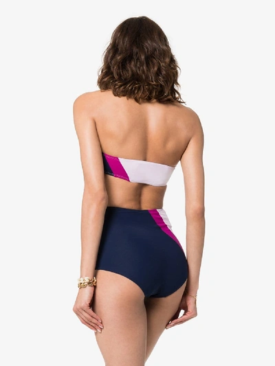 Shop Flagpole Maya Liz High-waisted Bandeau Bikini In Petal North Navy Multi