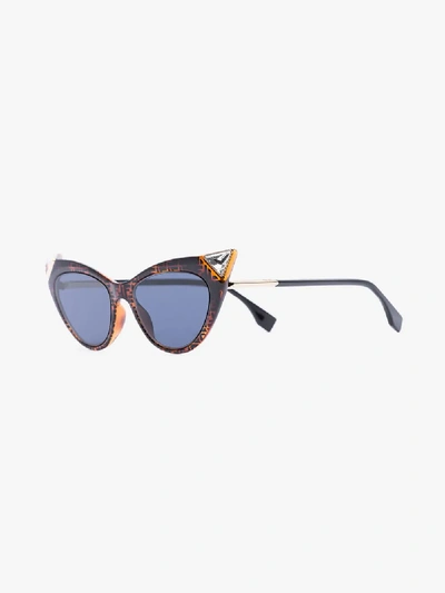 Shop Fendi Eyewear Brown Iridia Logo-acetate Cat Eye Sunglasses In 086ku