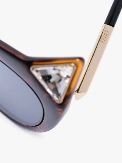Shop Fendi Eyewear Brown Iridia Logo-acetate Cat Eye Sunglasses In 086ku