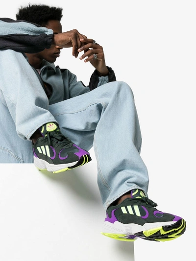 Shop Adidas Originals Adidas Multicoloured Yung 1 Blue Cheese Low Top Suede Sneakers In Green/purple/neon
