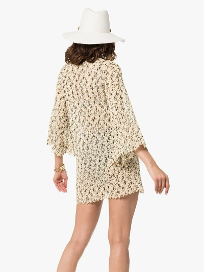 Shop Missoni Mare Scale-effect Knitted Beach Dress In Metallic