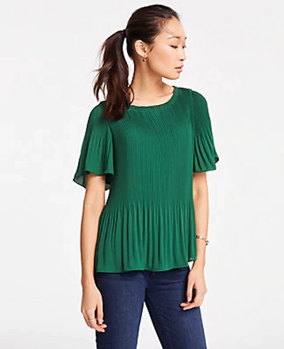 Shop Ann Taylor Pleated Top In Green Eden
