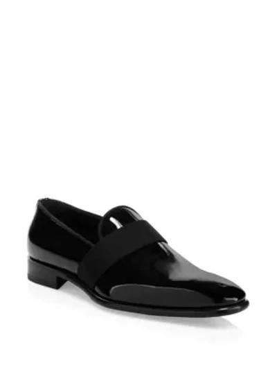 Shop Santoni Isomer Patent Leather Loafers In Black