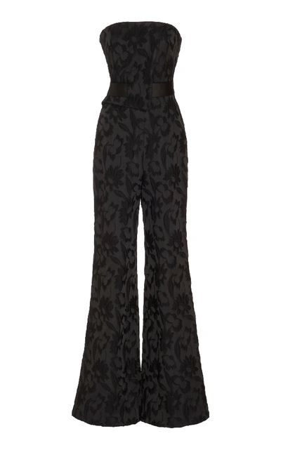 Shop Alexis Venetia Floral Jacquard Wide-leg Jumpsuit In Black