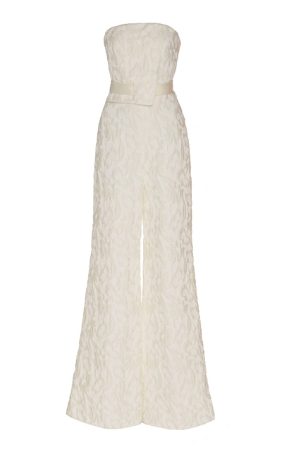 Shop Alexis Venetia Floral Jacquard Wide-leg Jumpsuit In White