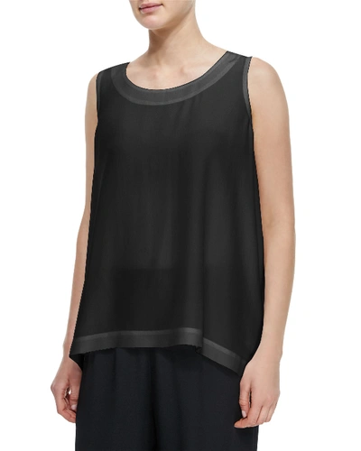 Eskandar Lightweight Crepe A-line Shell In Black
