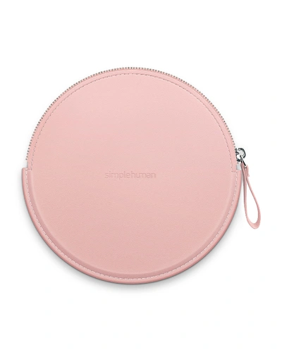 Shop Simplehuman Sensor Mirror Compact Zip Case, Hand-stitched Vegan Leather In Pink