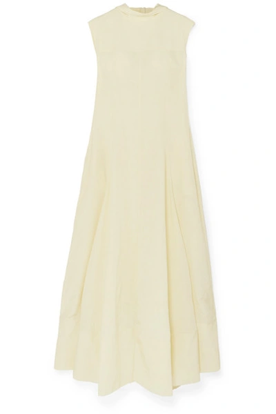 Shop Jil Sander Gathered Voile Maxi Dress In Yellow