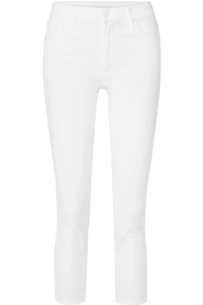 Shop Mother The Looker Cropped High-rise Skinny Jeans In White