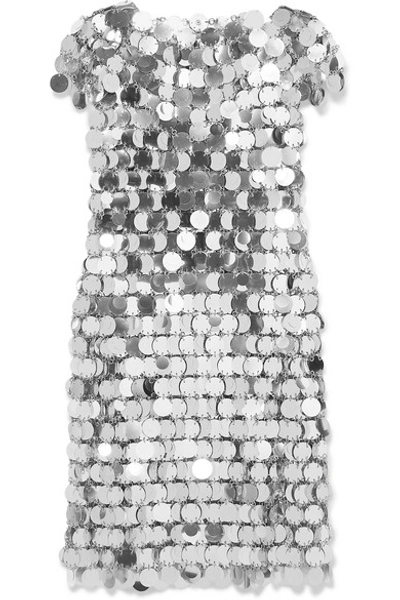 Shop Rabanne Sequined Mini Dress In Silver