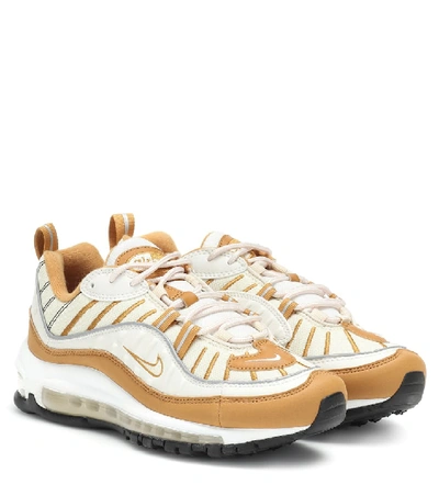 Shop Nike Air Max 98 Suede And Mesh Sneakers In Beige