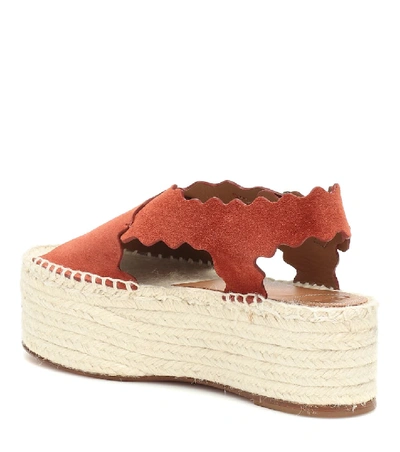 Shop Chloé Lauren Suede Espadrille Sandals In Red