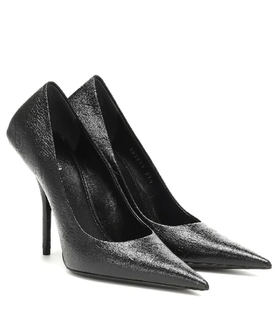 Shop Balenciaga Square Knife Leather Pumps In Black