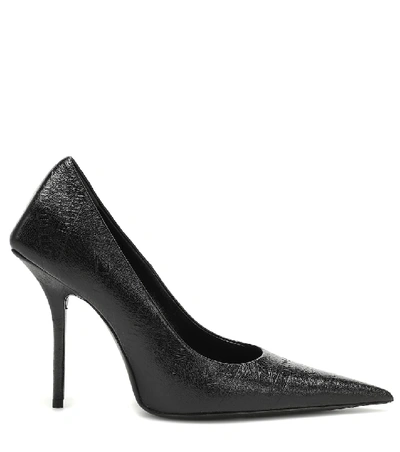 Shop Balenciaga Square Knife Leather Pumps In Black