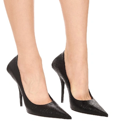 Shop Balenciaga Square Knife Leather Pumps In Black