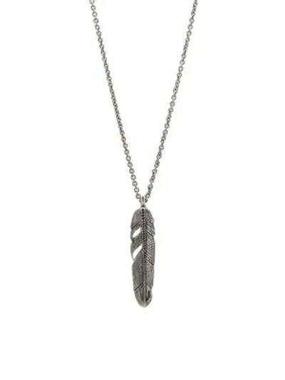 Shop John Varvatos Mercer Sterling Silver & Black Diamond Feather Necklace