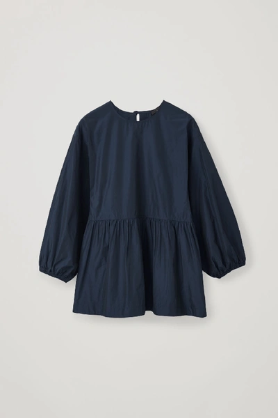 Shop Cos Open-back Gathered Technical Top In Blue