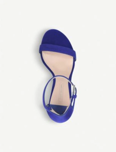 Shop Stuart Weitzman 75lessnudist Suede Two-part Sandals In Blue