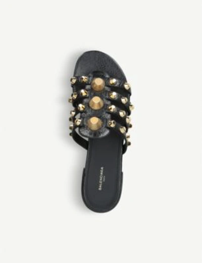 Shop Balenciaga Ladies Black Studded Giant Gold Mule Sandals