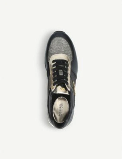 Shop Michael Michael Kors Allie Glitter-detail Leather Trainers In Blk/other