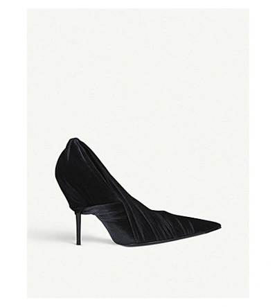 Shop Balenciaga Wrapped Velvet Pumps In Black