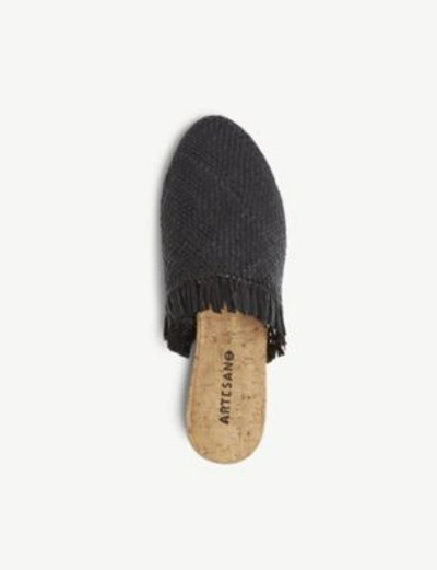 Shop Artesano Porto Straw And Cork Sandals In Black