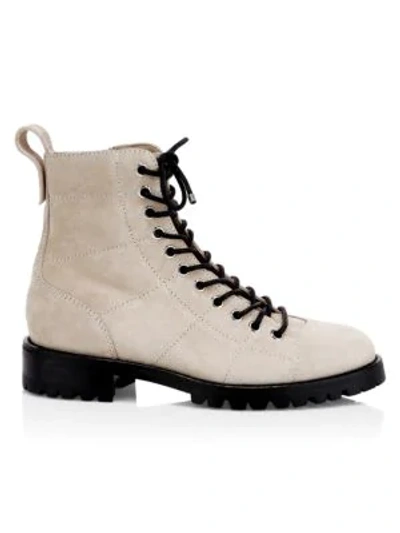 Shop Jimmy Choo Cruz Suede Combat Boots In White Sand