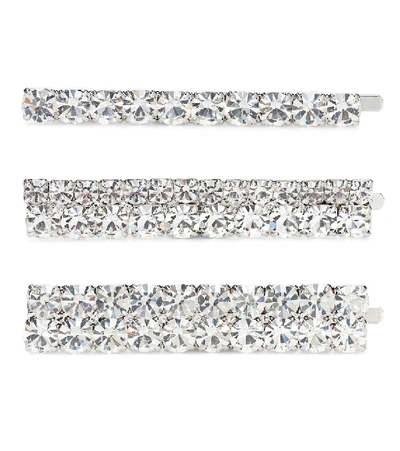 Shop Alessandra Rich Crystal Hair Slides In Silver