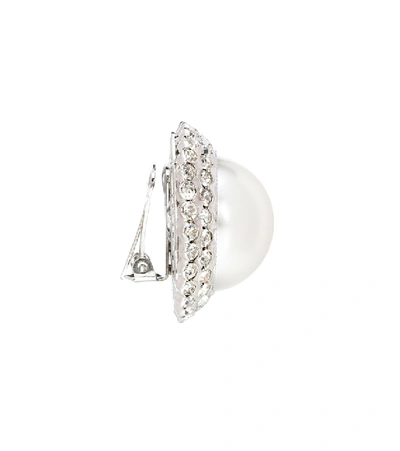 Shop Alessandra Rich Faux Pearl Clip-on Earrings In White