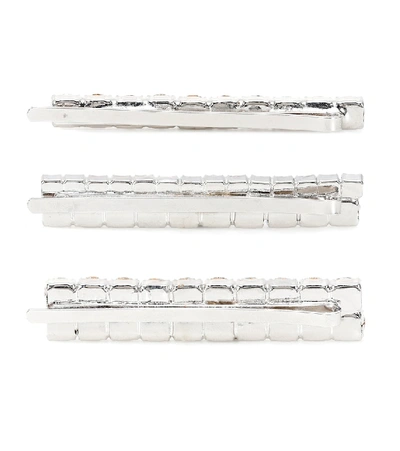 Shop Alessandra Rich Crystal Hair Slides In Silver