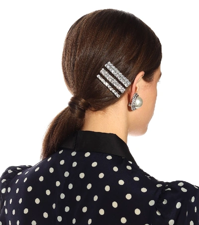 Shop Alessandra Rich Crystal Hair Slides In Silver
