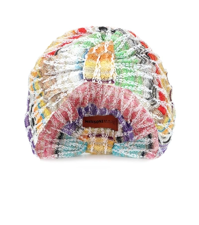 Shop Missoni Knitted Cotton-blend Turban In Multicoloured