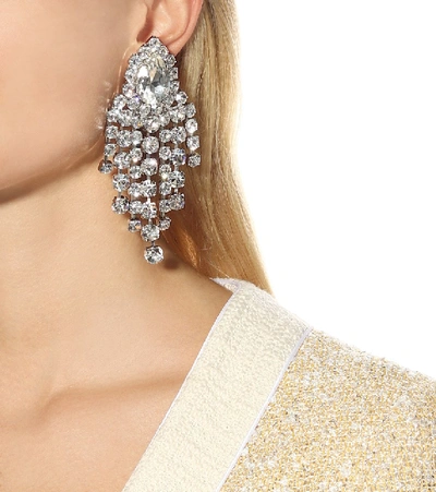 Shop Alessandra Rich Crystal Clip-on Earrings In Silver