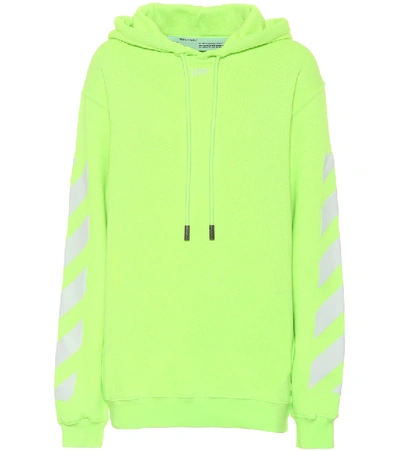 Shop Off-white Logo Cotton Hoodie In Green