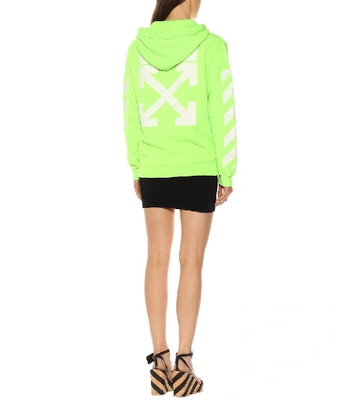 Shop Off-white Logo Cotton Hoodie In Green