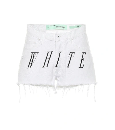 Shop Off-white Distressed Denim Shorts In White