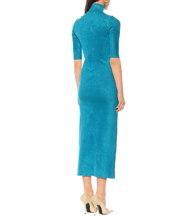 Shop Balenciaga Velvet-jersey Midi Dress In Blue