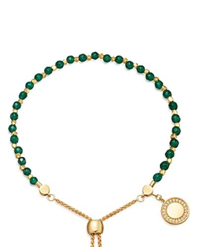 Shop Astley Clarke Cosmos Kula Adjustable Bracelet In 18k Gold-plated Sterling Silver In Green