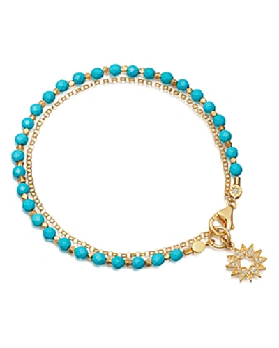 Shop Astley Clarke Turquoise Sun Biography Bracelet In 18k Gold-plated Sterling Silver In Turquoise/gold