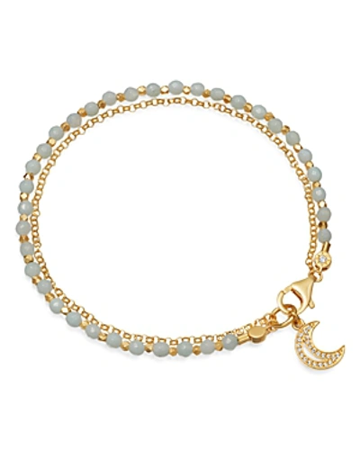 Shop Astley Clarke Amazonite Moon Biography Bracelet In 18k Gold-plated Sterling Silver In Blue/gold