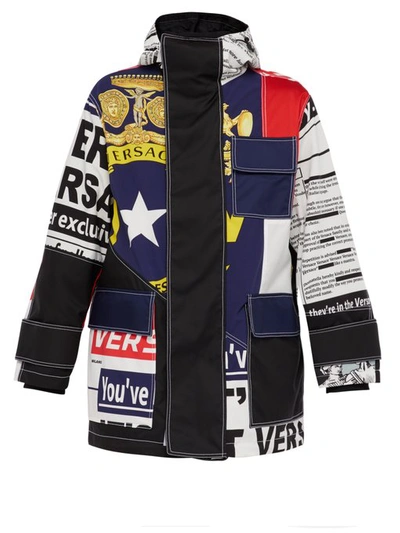 Versace Bandiera And Tabloid Print Technical Jacket In White Red Blue ...