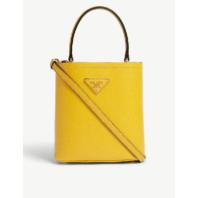 Shop Prada Mini Bucket Bag In Yellow
