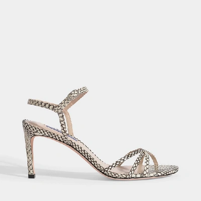 Shop Stuart Weitzman | Starla Print Sandals In Black Calfskin