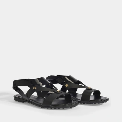 Shop Tod's | Studded Flat Sandals In Black Leather