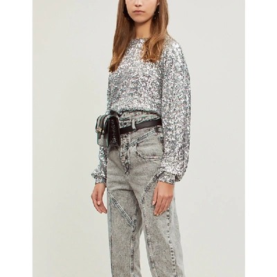 Shop Isabel Marant Olivia Oversized Sequinned Top In Silver